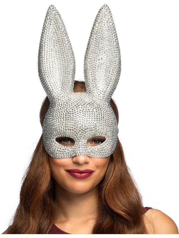 Zilveren Bunny Masker met Rijnsteen