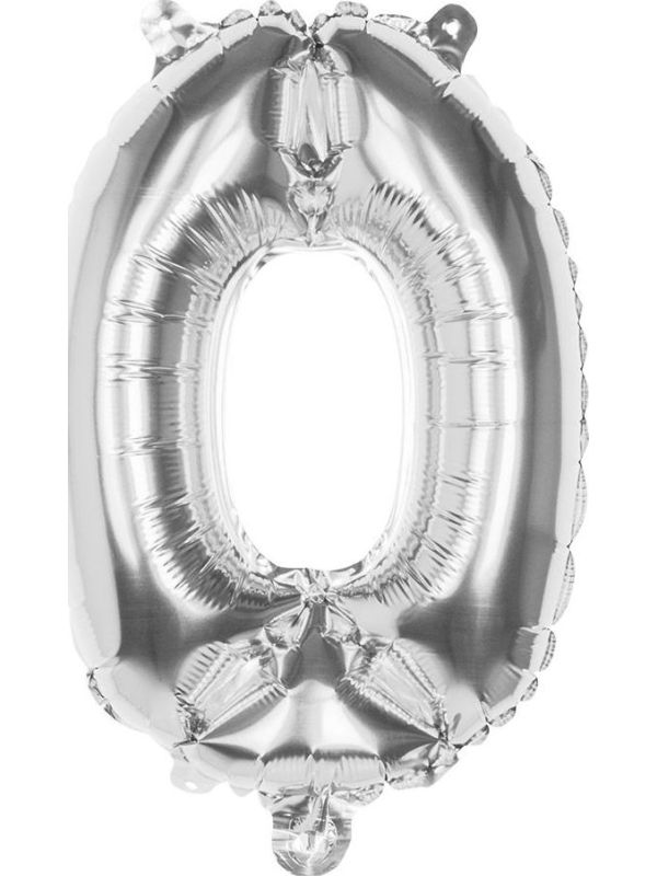 Zilveren Folieballon Cijfer 0
