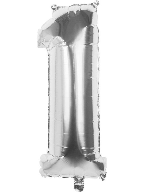 Zilveren Folieballon Cijfer 1