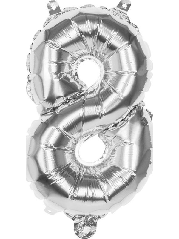 Zilveren Folieballon Cijfer 8