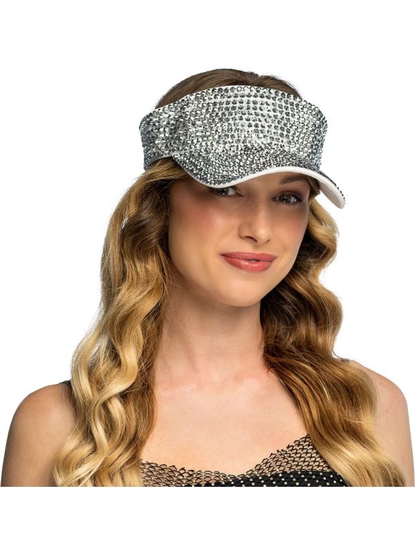 Zilveren Glamour Zonneklep met Diamanten