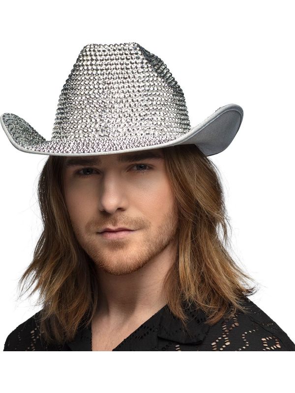 Zilveren Glitter Cowboyhoed Diamantjes