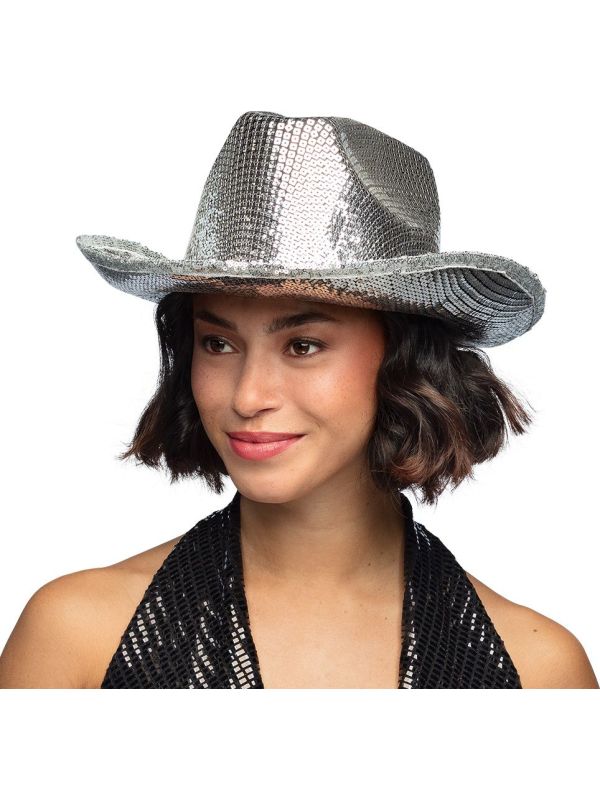 Zilveren Glitter Cowboyhoed Pailletten