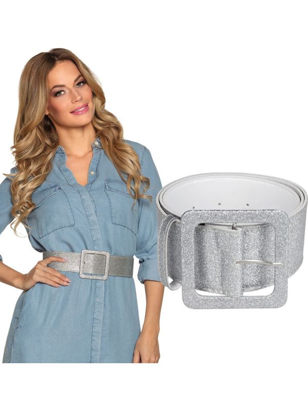 Zilveren Glitter Disco Riem