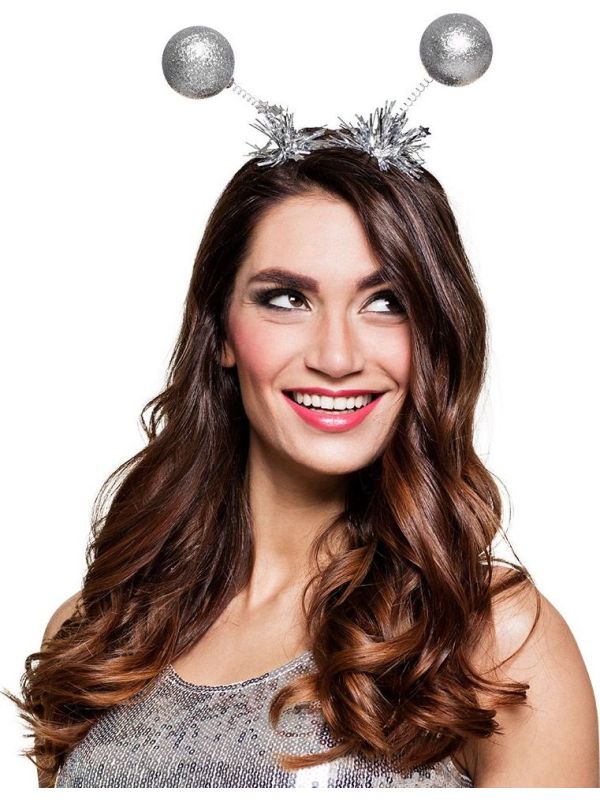 Zilveren Glitter Discoballen Haarband