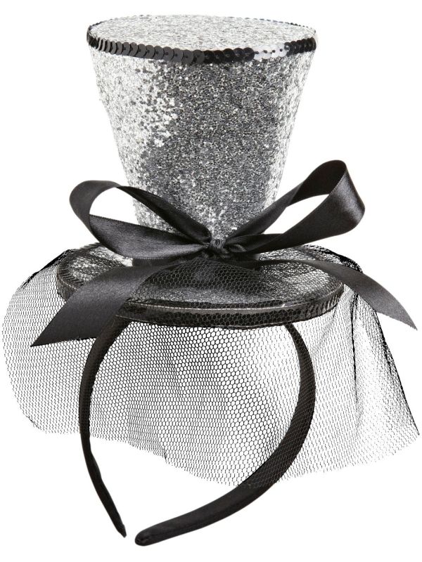 Zilveren Glitter Mini Hoge Hoed