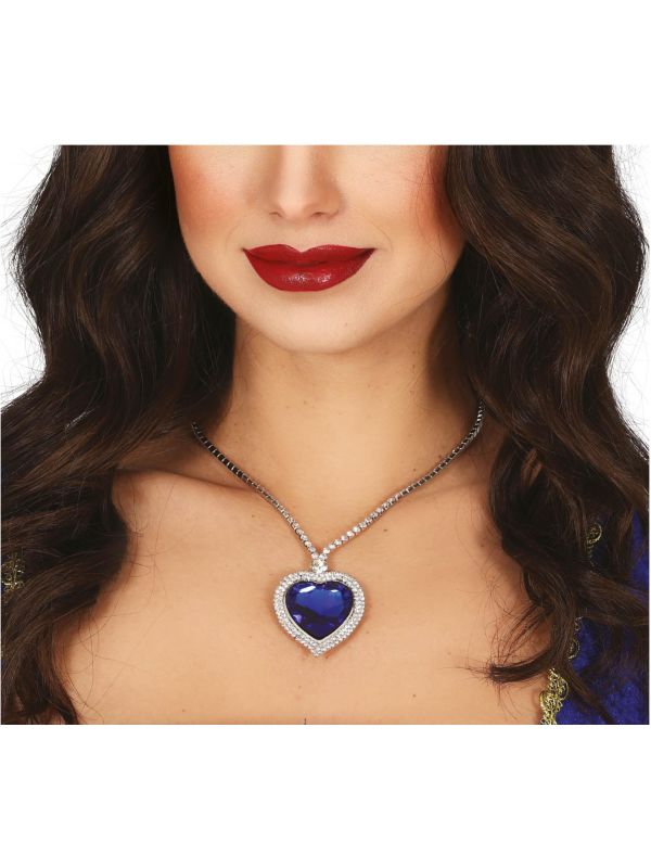 Zilveren Ketting met Hart Edelsteen Blauw Dames