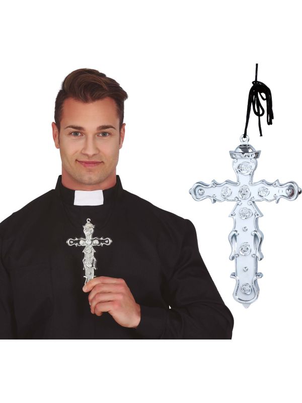 Zilveren Kruis Priester met Rozen