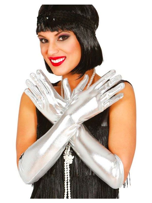Zilveren Lange Handschoenen