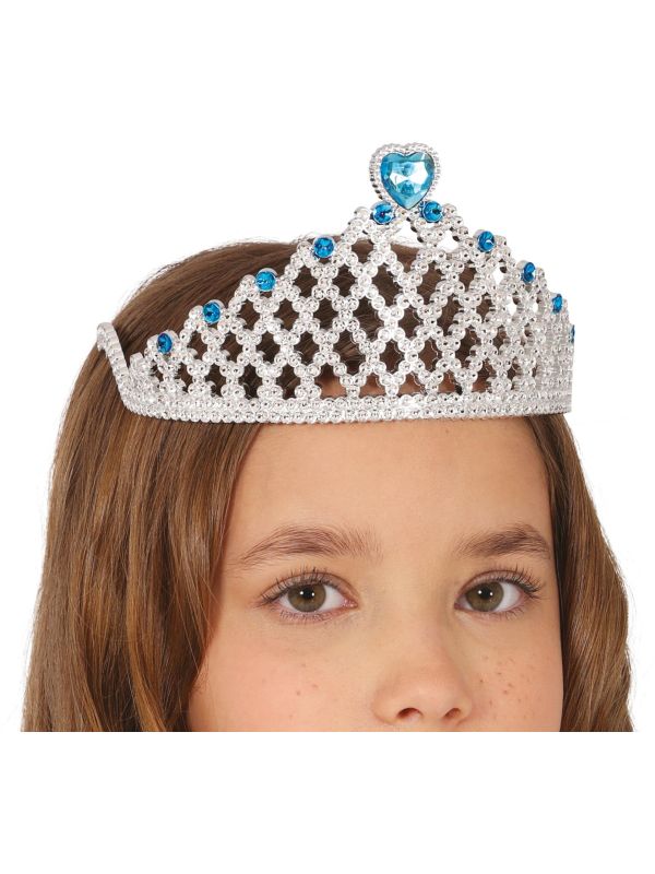 Zilveren Middeleeuwse Prinsessen Tiara Blauwe Edelstenen Kinderen