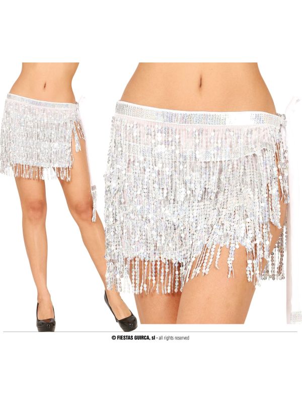 Zilveren Pailletten Buikdans Rokje