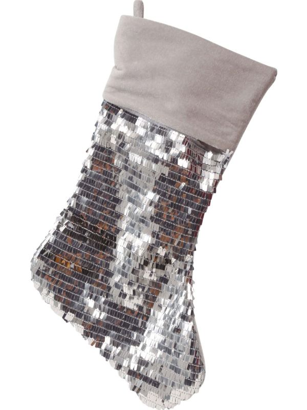 Zilveren Pailletten Cadeau Sok Kerstmis