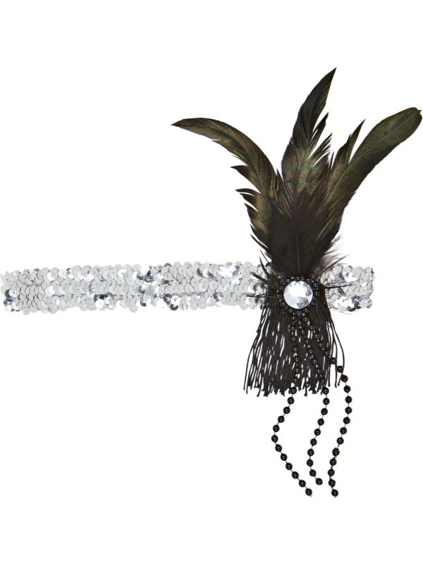 Zilveren Pailletten Charleston Hoofdband