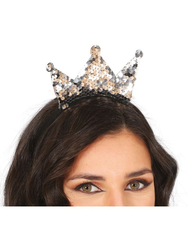 Zilveren Pailletten Kroontje Haarband Dames