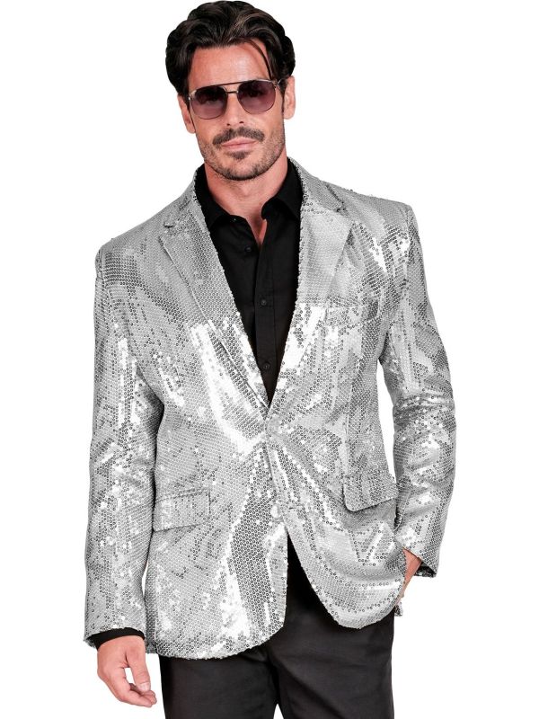 Zilveren Pailletten Party Colbert Heren