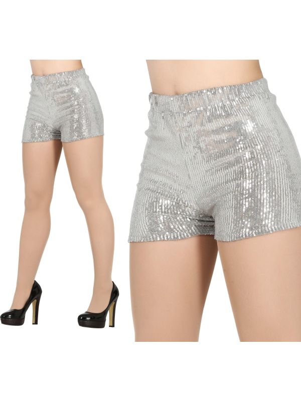 Zilveren Pailletten Shorts 70's Dames