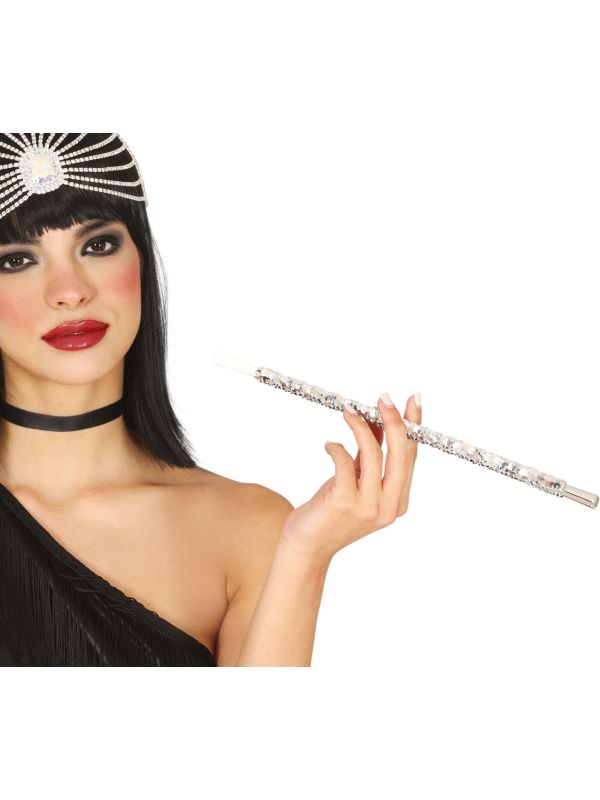 Zilveren Pailletten Sigarettenhouder Retro 20's