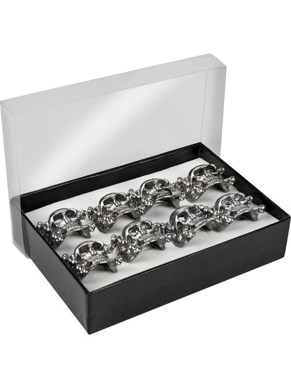 Zilveren Piraten Ringen Doodshoofd 8 Stuks