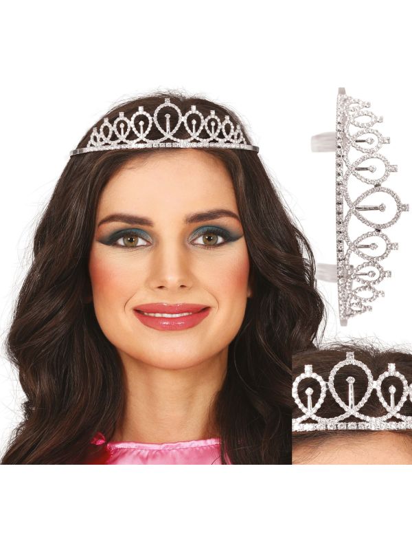 Zilveren Prinsessen Tiara met Edelstenen Dames