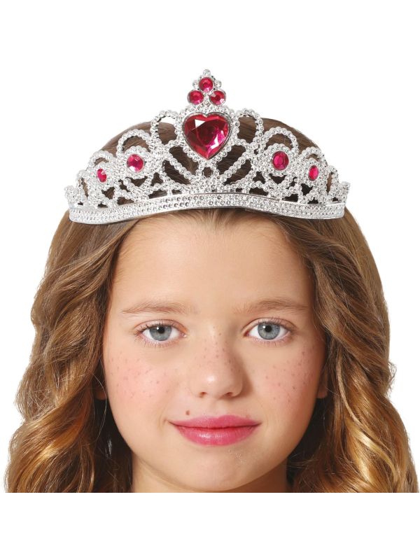 Zilveren Prinsessen Tiara Rode Edelsteen Meisjes
