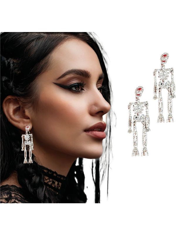 Zilveren Skelet Oorbellen Halloween