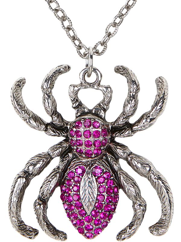 Zilveren Spin Ketting met Paars Juweel