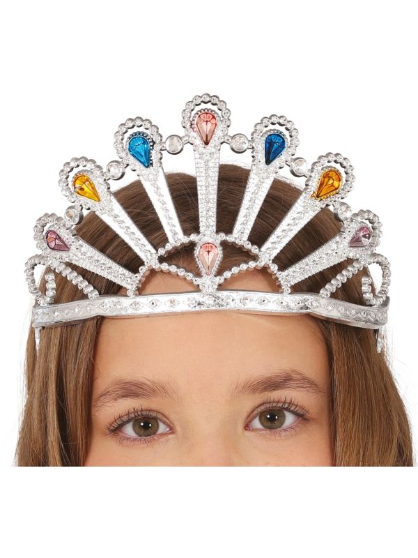 Zilveren Tiara met Edelstenen Kinderen