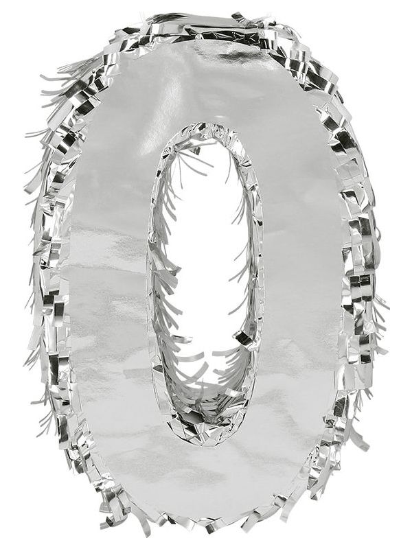 Zilveren Verjaardagspiñata Nummer '0' 25cm