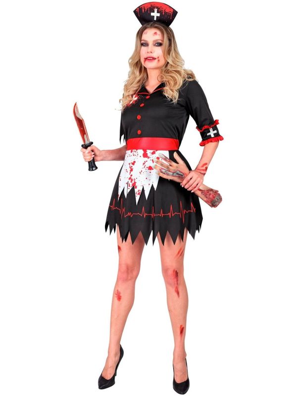 Zombie Verpleegster Kostuum Zwart Dames