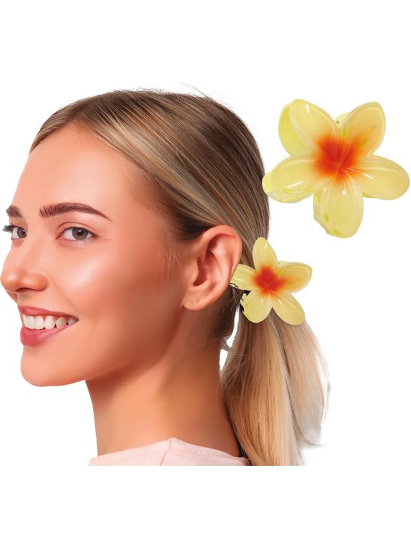 Zomerse Geel Oranje Bloem Haarclip 8cm