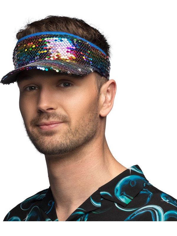 Zonneklep met Regenboog Pailletten