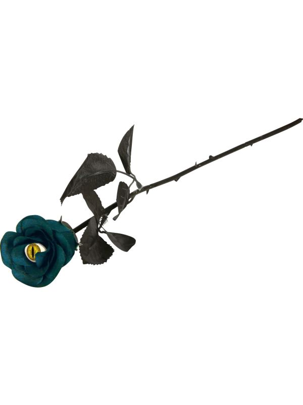 Zwart Blauwe Roos met Kattenoog Halloween