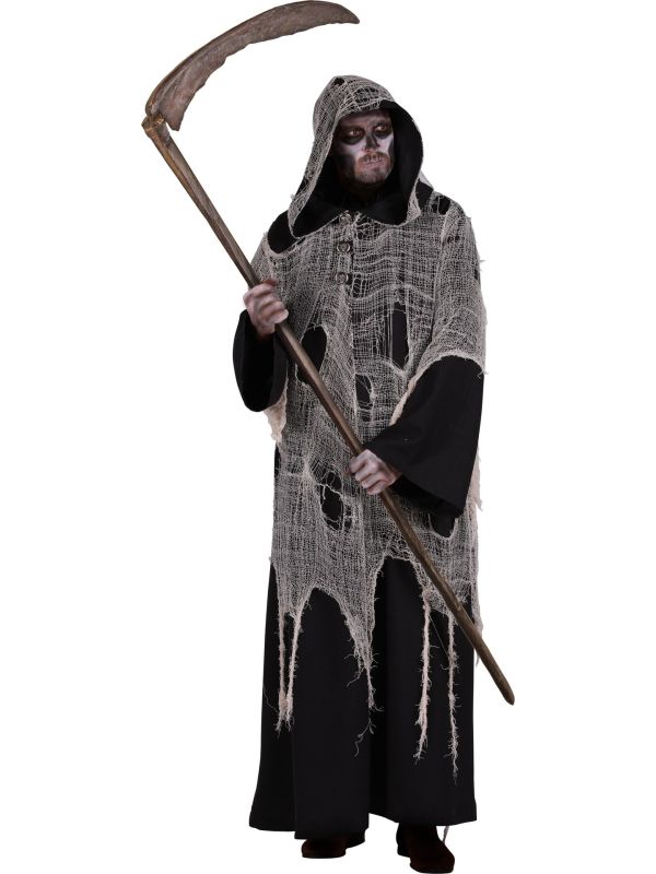 Zwart Ecru Magere Hein Gewaad met Capuchon Heren Halloween