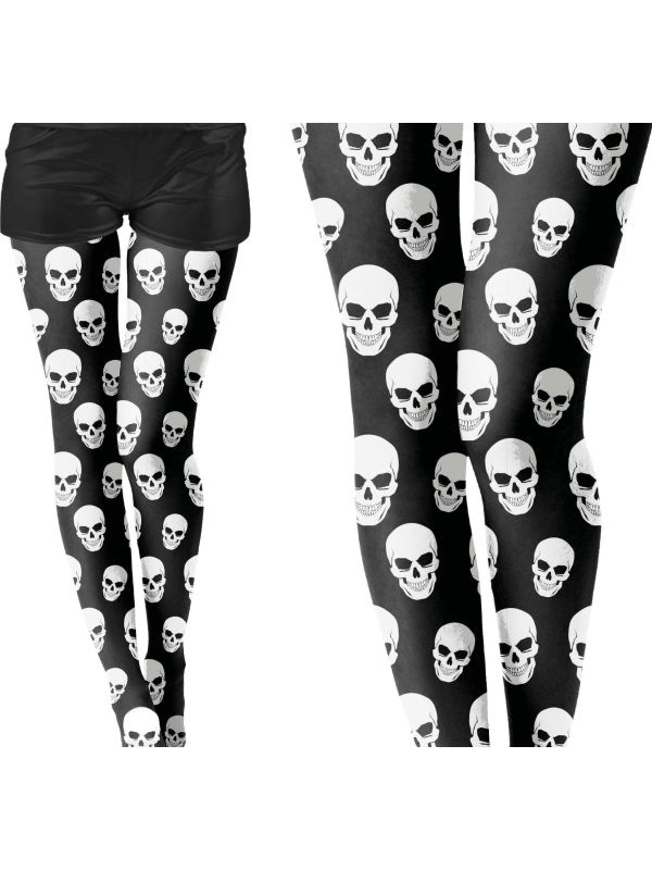 Zwart en Witte Doodskop Panty Dames