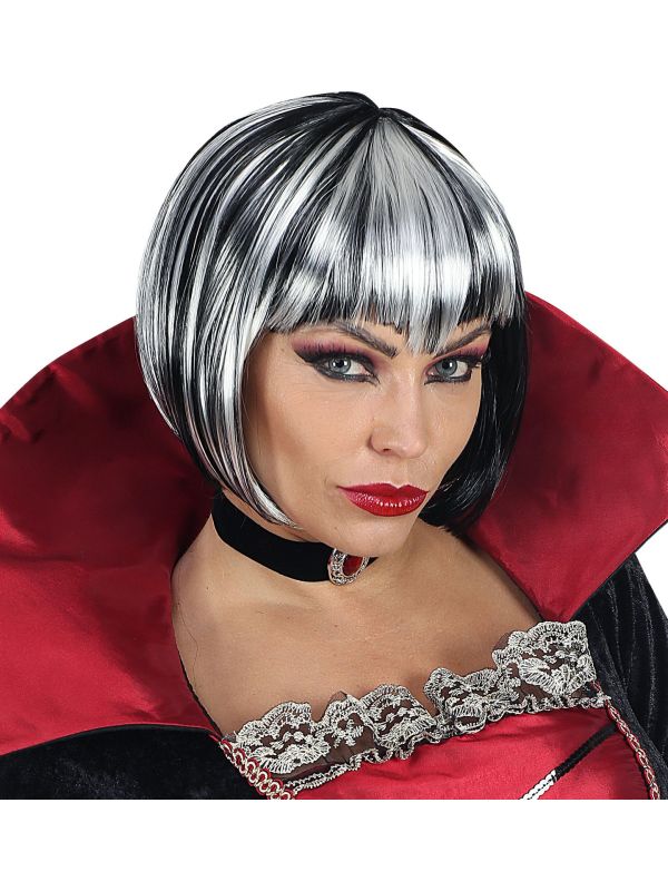 Zwart Grijze Halloween Pruik Dames