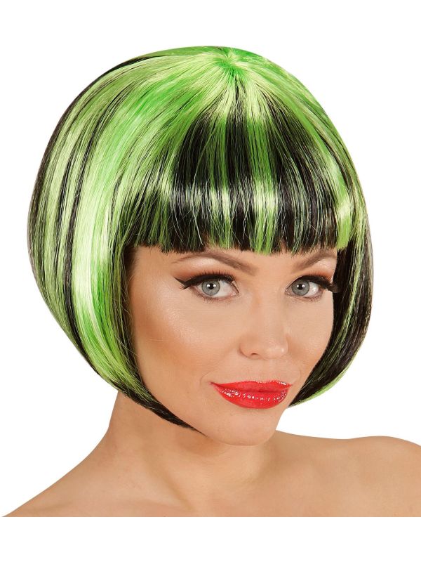 Zwart-Groene Nette Disco Pruik
