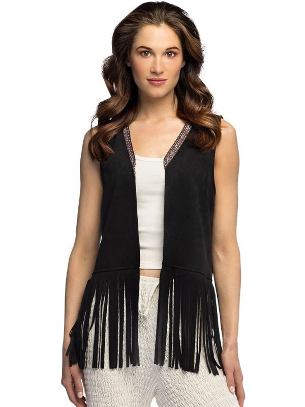 Zwart Hippie Gilet Dames Festival