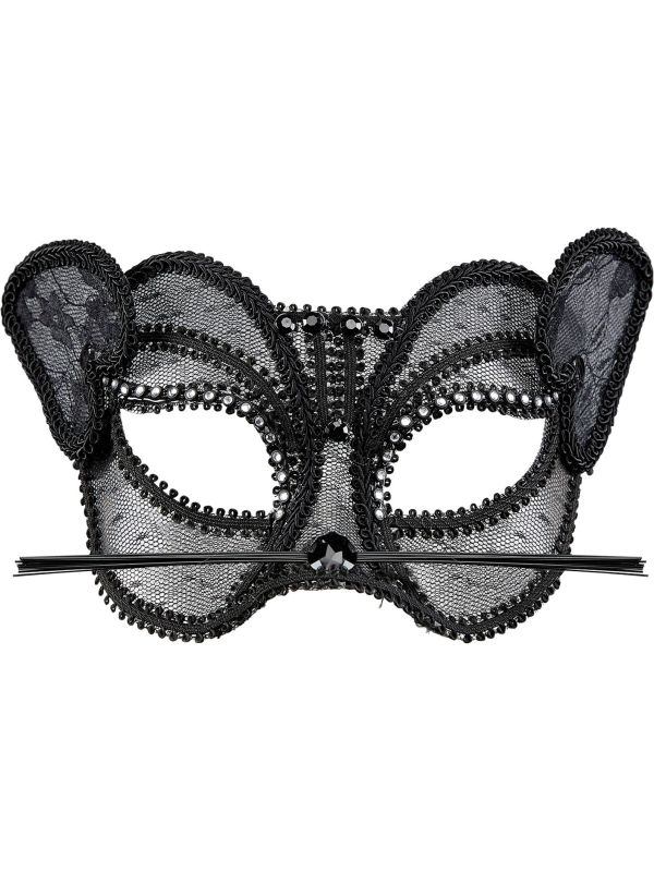 Zwart Kanten Oogmasker Kat