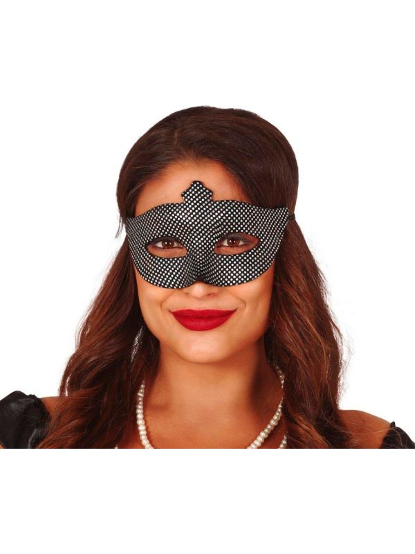 Zwart met Zilver Pailletten Oogmasker