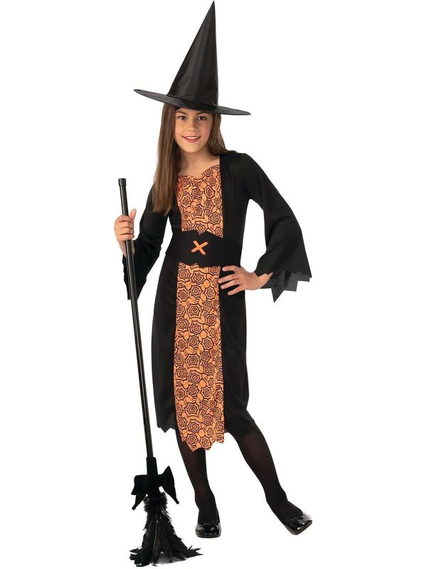 Zwart Oranje Heksenkostuum Meisjes