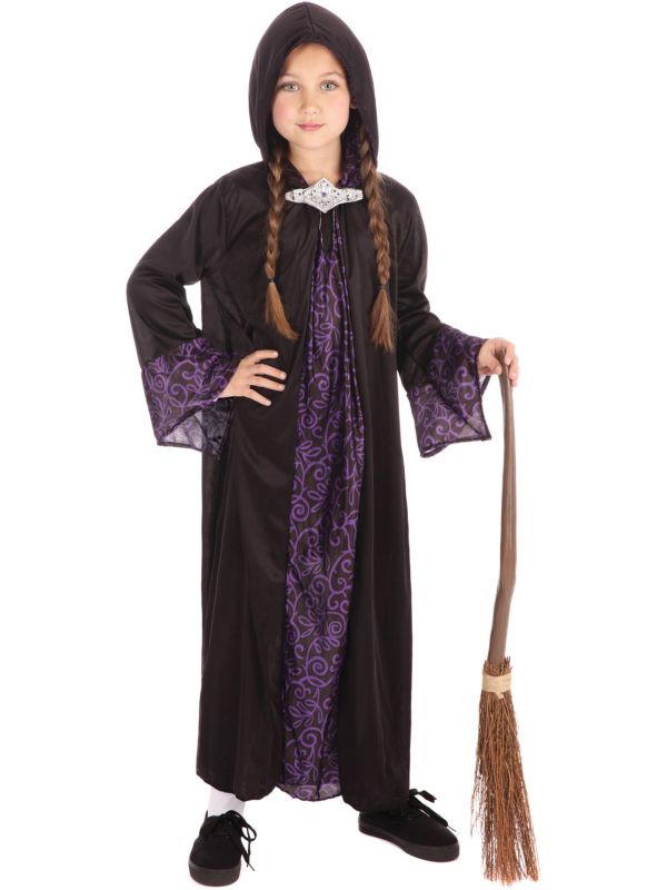 Zwart Paarse Tovenaar Kostuum Kinderen
