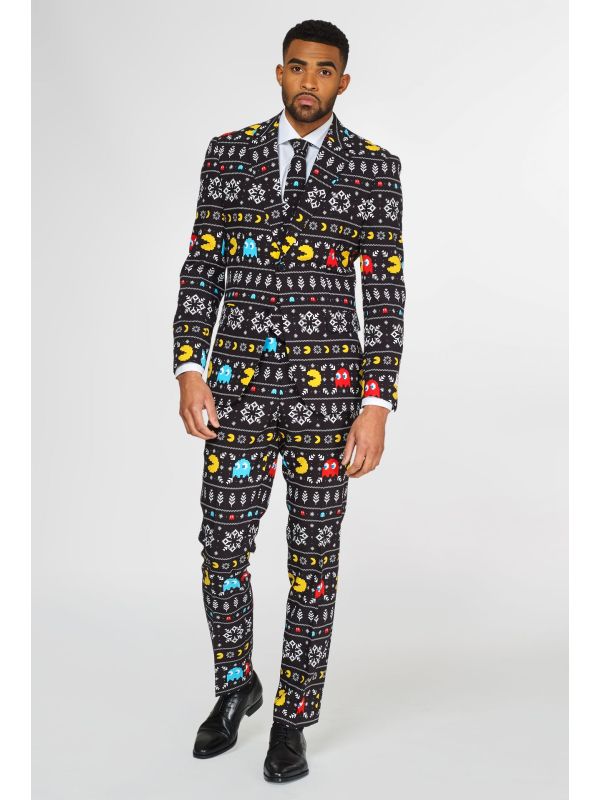 Zwart Pacman Kerst Opposuits Kostuum