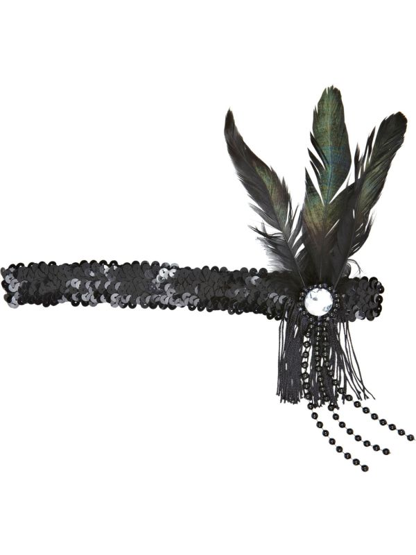 Zwart Pailletten Charleston Hoofdband