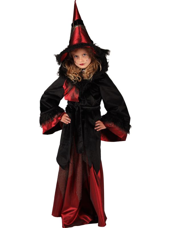 Zwart Rode Heksenjurk Meisjes Halloween