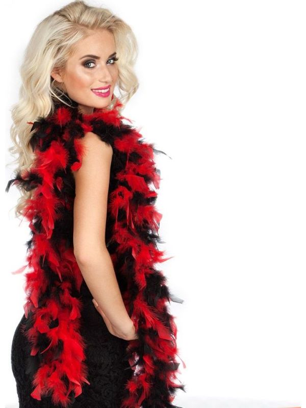 Zwart Rode Veren Party Boa