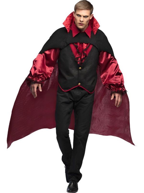 Zwart Rood Vampier Kostuum heren Halloween