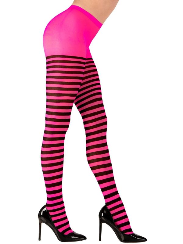 Zwart Roze Gestreepte Panty