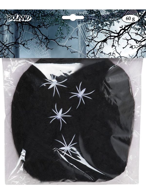 Zwart Spinsel met 4 Spinnen 60G