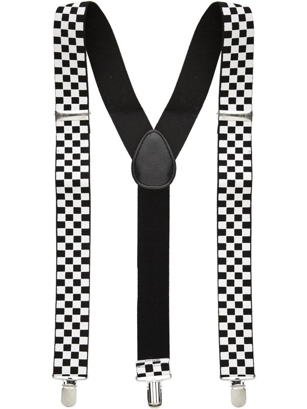 Zwart Wit Geblokte Bretels