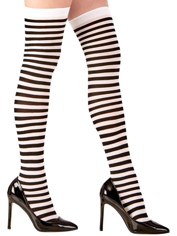 Zwart Wit Gestreepte Kniekousen